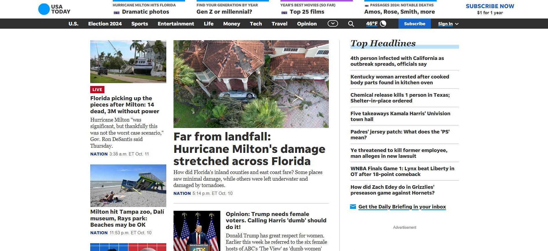 USA Today Home Page